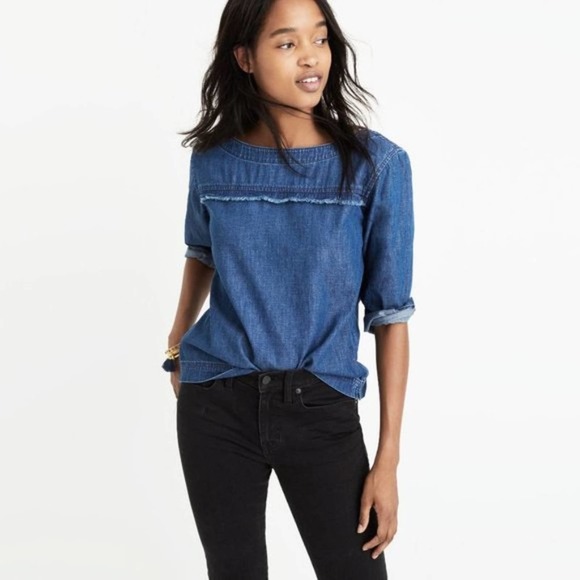Madewell Denim Herald Tee Chambray Blouse - Picture 1 of 11